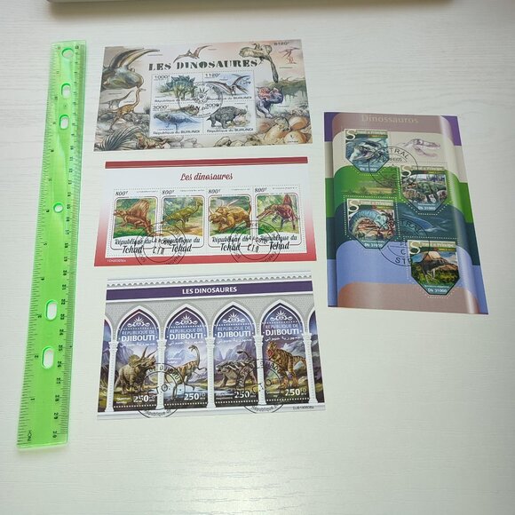 Dinosaurs Lot 4 Stamp Mini Sheets Prehistoric Fauna Collectible Art Frame Craft - Picture 2 of 7